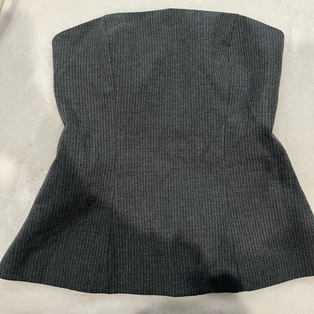 Zara Charcoal Pinstripe Peplum Strapless Top